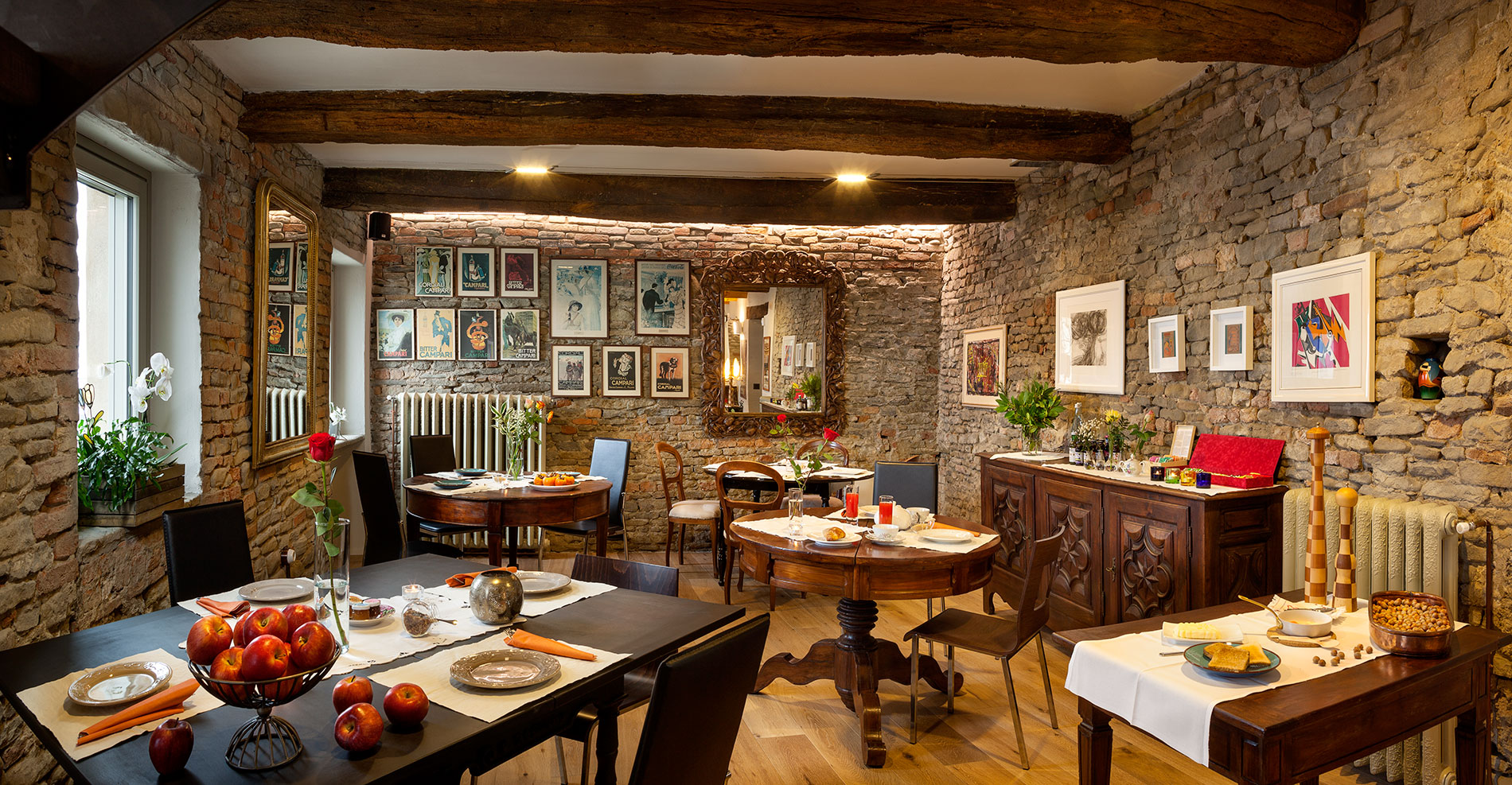 The dining room:  old meets new